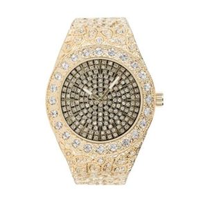 Gold Diamond Watch AP Bust Down Iced Out Watch Men